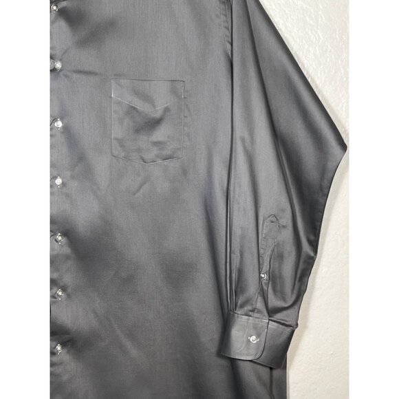 Van Heusen Men's 20 (35-36) Tall Fit Stretch Gray Dress Shirt Oeko-Tex LS Collar - Picture 6 of 16